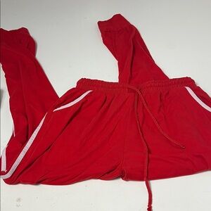 Indero Small/Medium Elastic Waist Pull On Red White Striped Jogger Sweatpants